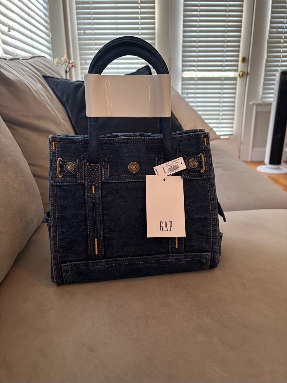 GAP Dark Blue Denim Tote with Top Handles
